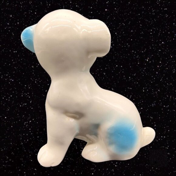 Vintage Dog White Blue Figurine Hand Painted Made in Japan 5”T 4”W - Picture 4 of 9